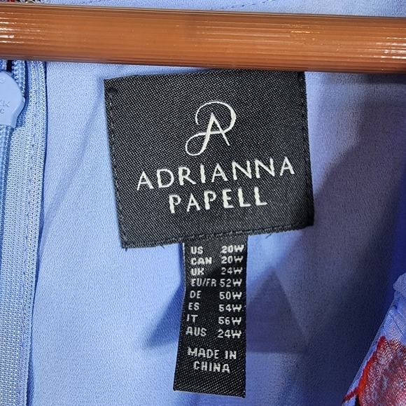 NWT Adrianna Papell Women's Coral Blossom Faux Wrap Bell Sleeve Dress Size 20W - Picture 3 of 8